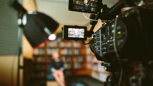 Satellite Media Tour - Camera filming in an interview