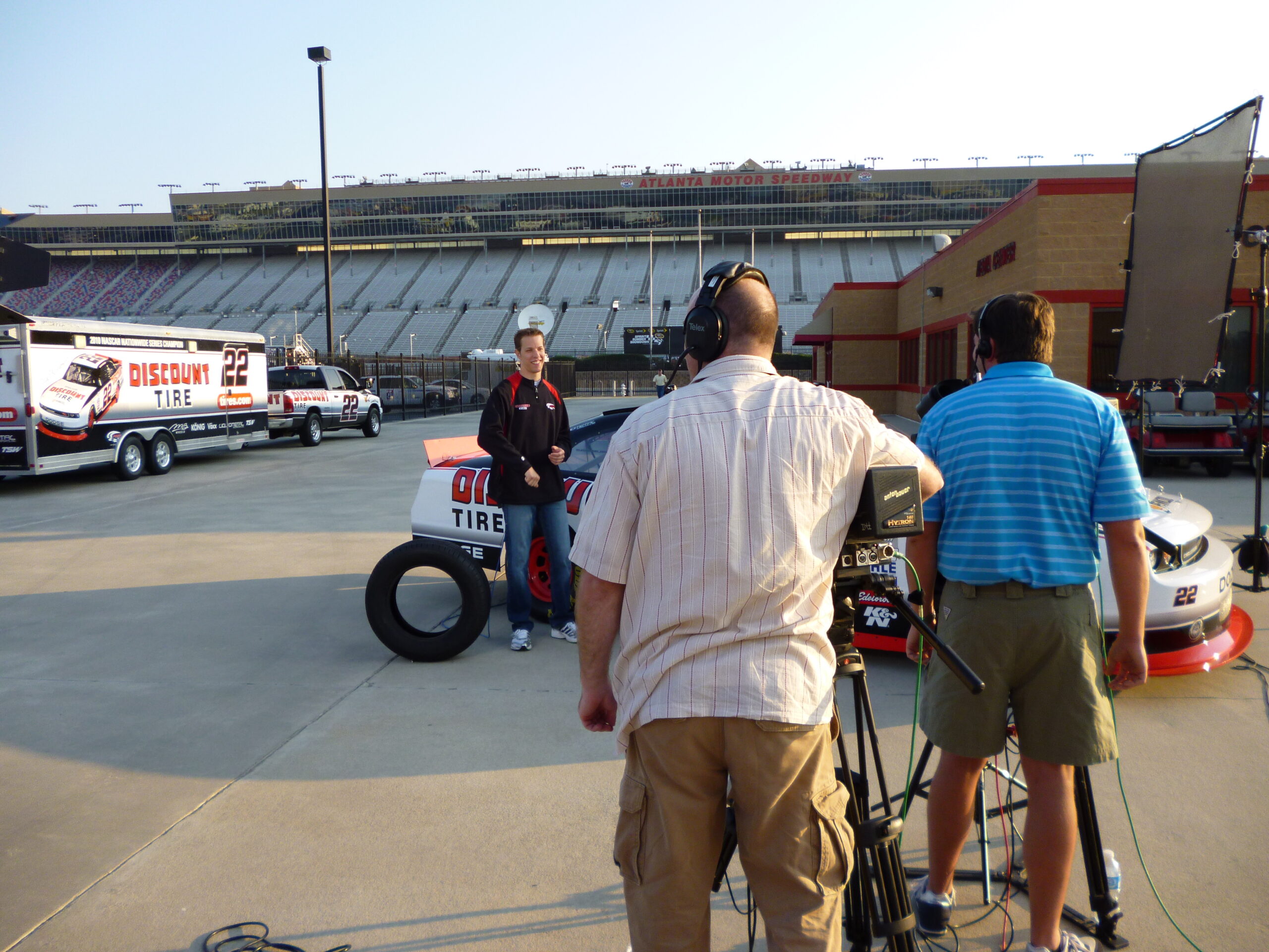 NASCAR Driver Brad Keselowski conducts a Satellite Media Tour from the Atlanta Motor Speedway
