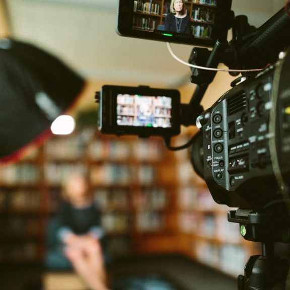 Satellite Media Tour - Camera filming in an interview